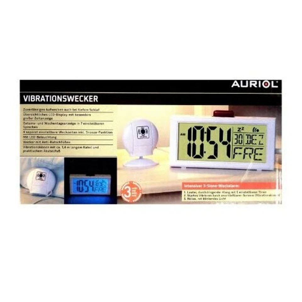  Auriol VWS2010 Vibrationswecker Wecker Kalender LED Beleuchtung - Bild 2 von 2