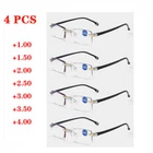 4 pcs Rimless Reading Glasses +1.00 / +4.00 Platic Anti Blue-Ligth Goggle