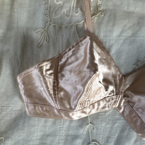 Vintage 1930s Pink Silk Satin Bra Blouse Camisole French Art Deco Lingerie Top - Picture 6 of 13