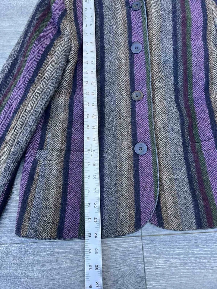 KASPER FOR A.S.L. Chaqueta clásica a rayas mezcla de lana alpaca PETITE talla 10 A000212 Foto 3 de 4