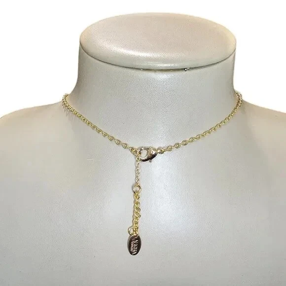 Colar pingente feminino Amrita Singh folheado a ouro resina vermelha pérola falsa novo com etiquetas - Imagem 3 de 3