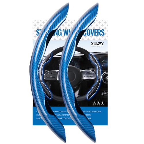 2pc Car Steering Wheel Cover Booster Non-Slip Carbon Fiber Universal Accessories - Picture 15 of 16