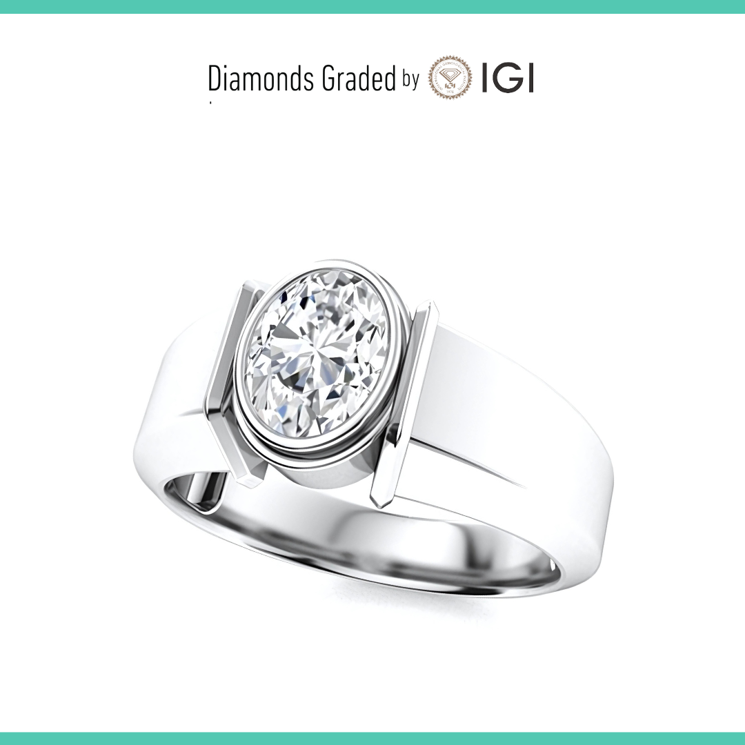IGI ct F VS2 Oval Cut Lab Grown Diamond Means Ring 14K White