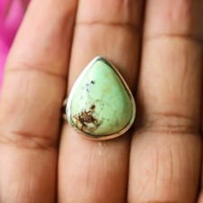 LEMON CHRYSOPRASE NATURAL GEMSTONE 925 STERLING SILVER HANDMADE JEWELRY RING