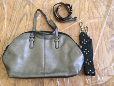Vera Bradley Purse Diana Crossbody Caspian Sea & Black Metallic Genuine Leather