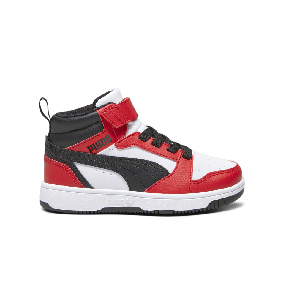 Puma Rebound V6 Молодежные белые кроссовки для мальчиков с высоким берцем и средней посадкой, повседневная обувь 39383203