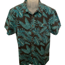RIP CURL Green Floral Aloha Hawaiian Tropical Shirt Men XL