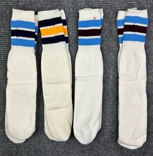Vintage Tube Socks 80s NOS 4 Pair Lot High HI Striped White Classic Team Colors
