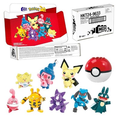 Mega Pokémon Building Toys Set Trainer 8 Pk, 189 Pieces, 8 Articulated Open Box