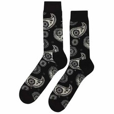 NWT Black Paisley Dress Socks Novelty Men 8-12 Black Crazy Fun Sockfly