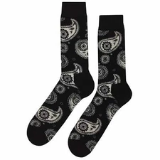 NWT Black Paisley Dress Socks Novelty Men 8-12 Black Crazy Fun Sockfly