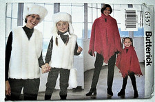 Poncho Vest Hat XS S M L Childrens and Misses Butterick 6357 Uncut Factory Fold