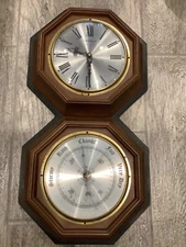 Caravelle Wall Hanging Clock Weather Barometer 19" Antique Vintage Collectible