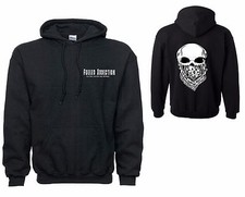 Mens Black Hoodie Sweatshirt Pullover Fueled Addiction Skull Bandanna Motorcycle
