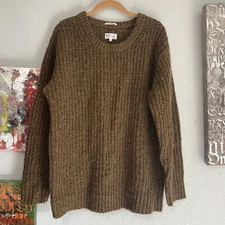 Gant Rugger New Haven Nep Melange Crewneck Knit Sweater Wool Green Men’s XL