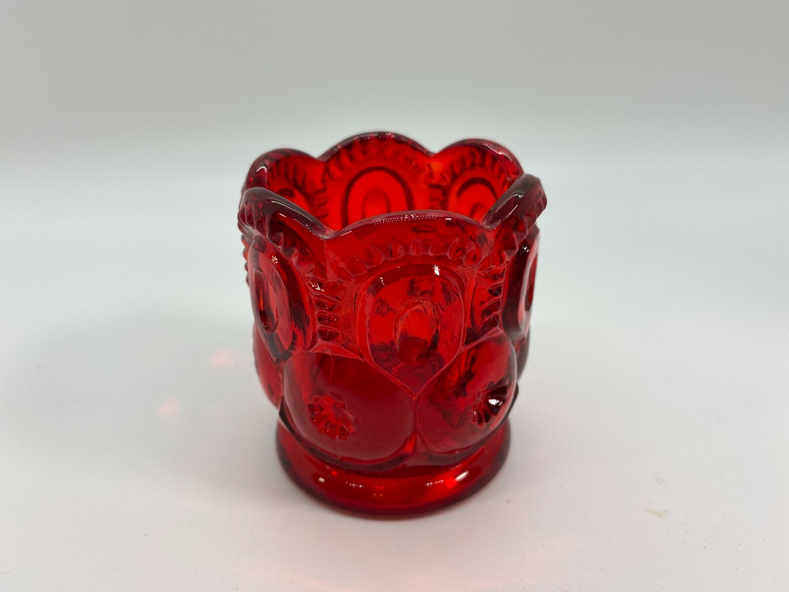 Vintage L.E. Smith Moon & Star Ruby Red Glass Toothpick Holder b5 eBay