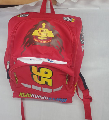 Disney Pixar Lightning McQueen Rust-eze Backpack Red Kids Race Car Cars Mr Beast