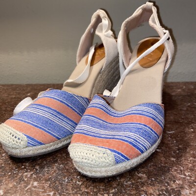 New ROXY Women Bolsa Chica Wedge Espadrille Slingback Sandal Comfort Shoe Sz 10