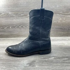 Larry Mahan Mens 10.5 XE Black Exotic Leather Smooth Ostrich Ropers Cowboy Boots