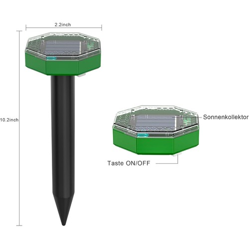 Maulwurf Vertreiber 8 Stück Maulwurfschreck Wühlmausschreck Solar Ultraschall - Bild 7 von 16