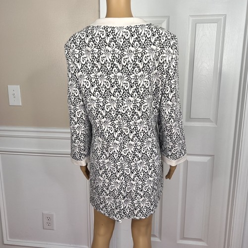 NINE WEST 1PC Black White Floral Viscose Polyester Open Front Blazer Size 18W - Picture 5 of 7