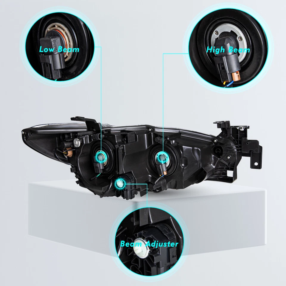 For 2014-2017 Mazda 6 Halogen Headlights Assembly Driver & Passenger Side w/Bulb - Image 3 of 4