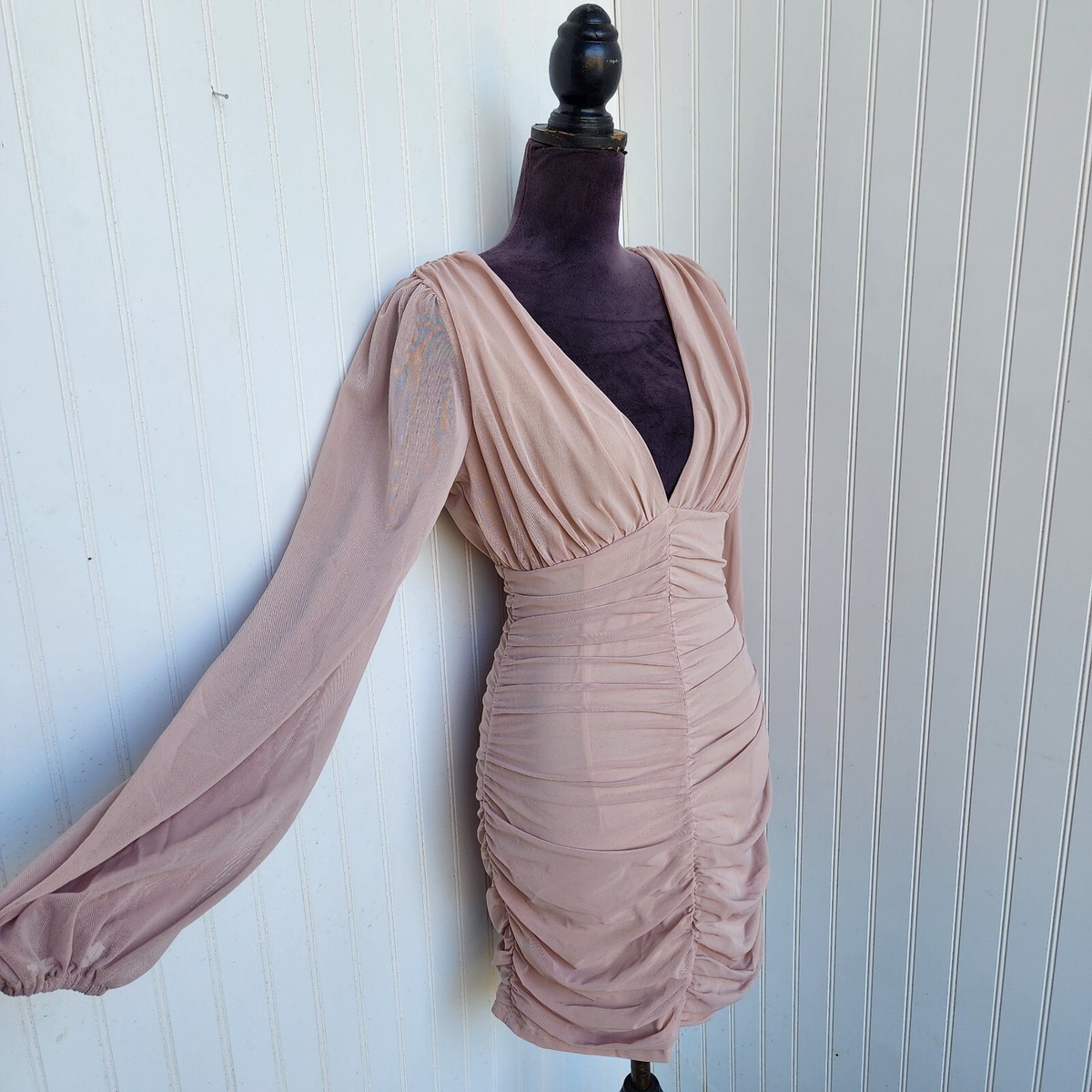 mesh ruched dress long sleeve Mesh Ruched Dress – udelny.com