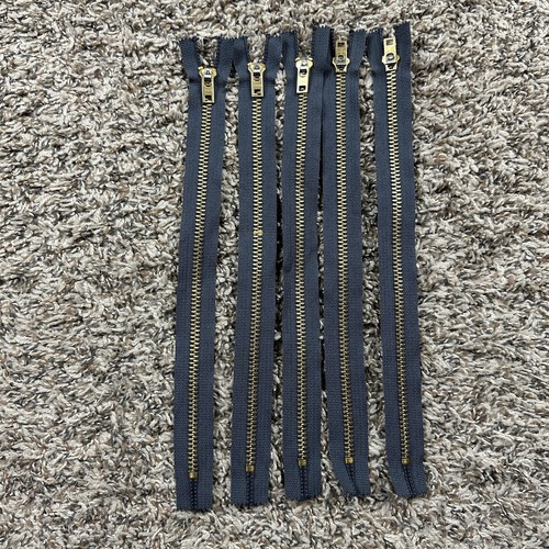 5 Lot Heavy Brass Talon Gray Closed End Metal Lock Zipper 11” USA Vintage 70s #5 - 第 1/3 張圖片