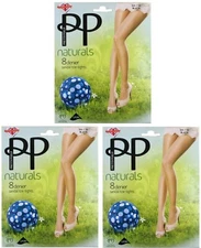 3x TIGHTS 8 Denier Breathable Brief BLACK  Moisturising PETTY POLLY Naturals S/M