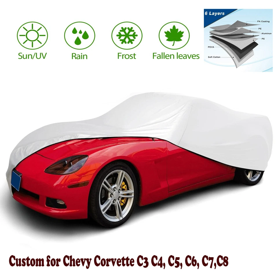 Custom For CHEVY CORVETTE C3 C4 C6 C7 C8 Full CAR COVER All Weather Protection Foto 2 de 4