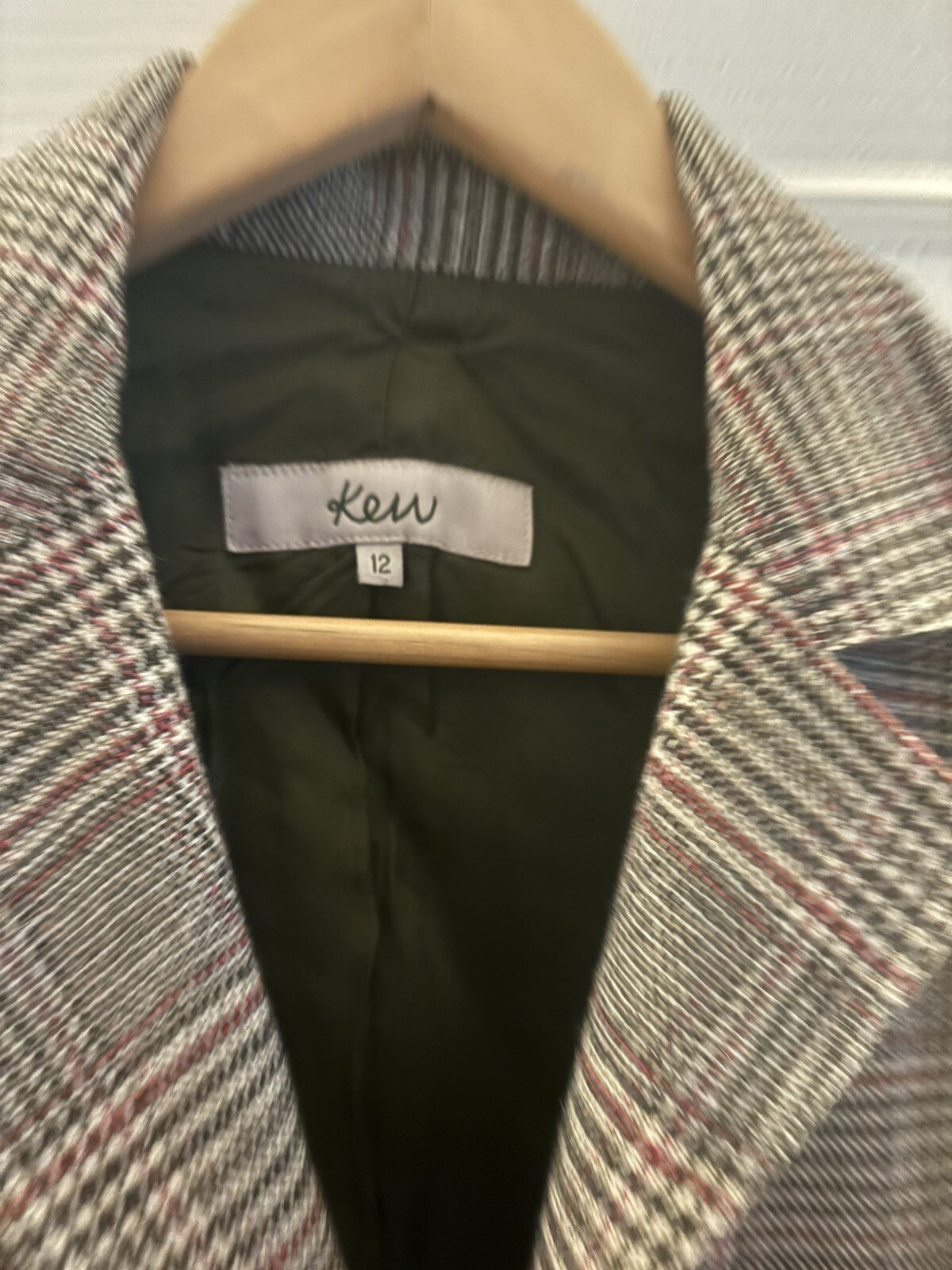 KEW Jigsaw Tweed Jacket Blazer Size 12 Wool Rich Country Preppy Buttons