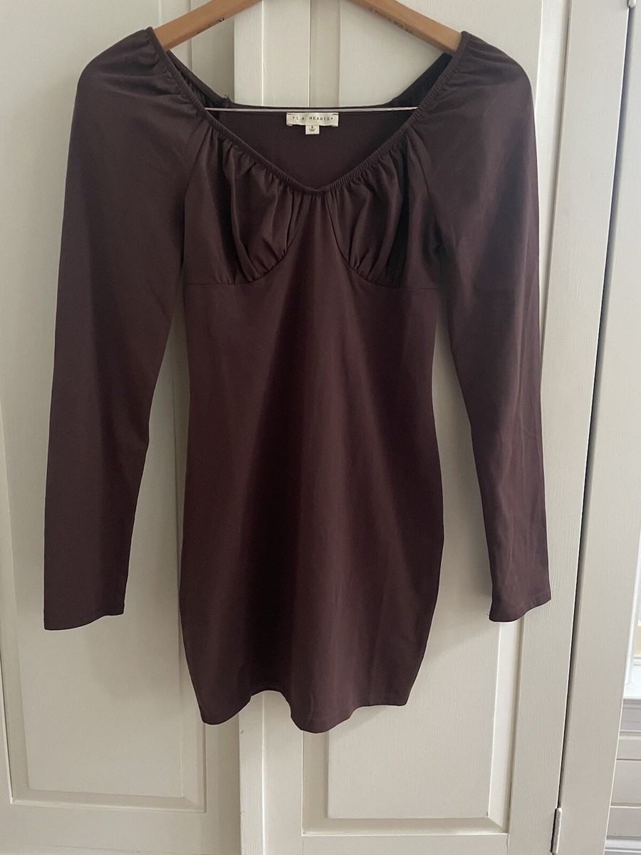 heels for a brown dress Brown Ruffle Off Shoulder Maternity Fitted Mini Dress – PinkBlush