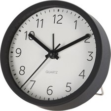 Round Analogue Alarm Clock | Modern Bedside Alarm & Desk Clock with Stand - 9cm