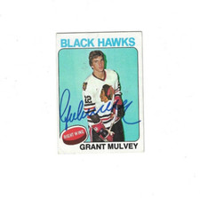 Signed Autographed GRANT MULVEY Chicago Blackhawks 1975-76 Topps Card #272 COA