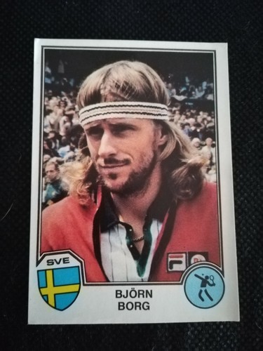 Vieille Carte Panini Bjorn Borg 1975 - Autocollant Tennis TOP SELLERS SUPERSTARS N°83, état Impeccable