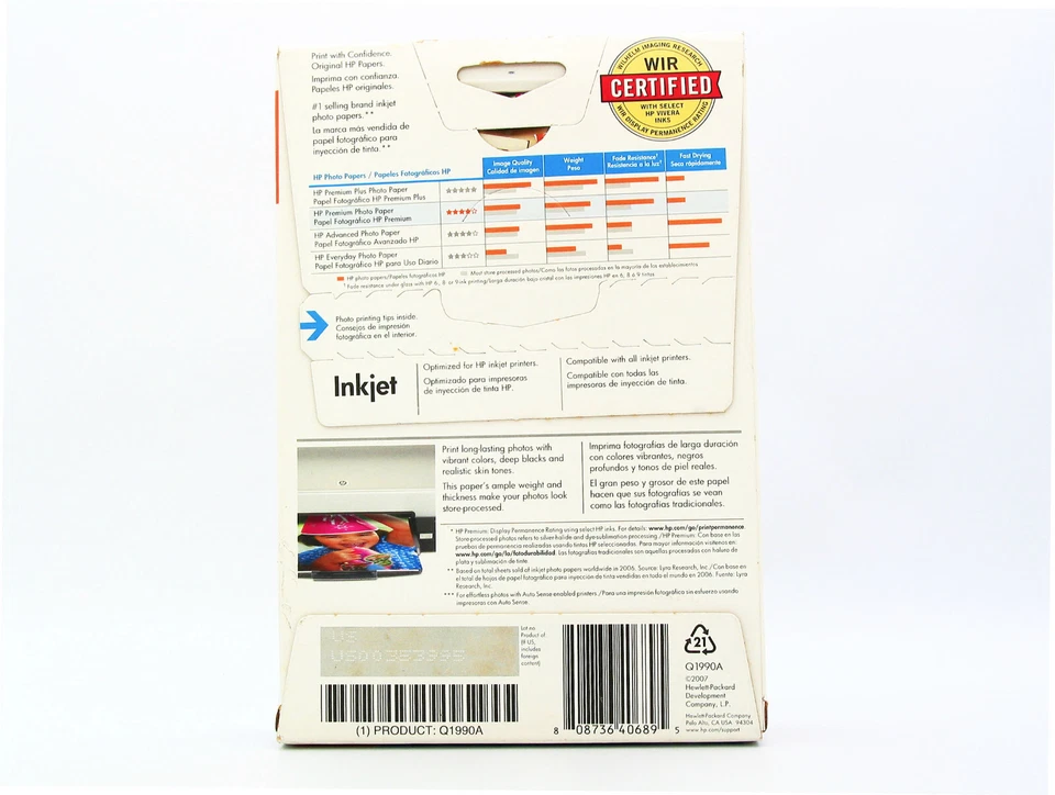 NUEVO HP Premium Papel Fotográfico Brillante 4x6 100 Hojas Inyección de Tinta Q1990A - ¡ENVÍO GRATUITO! Foto 2 de 2