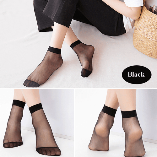 10/20 Paar Damen Söckchen ultradünn elastisch transparent seidig Kurzstrümpfe - Bild 2 von 17