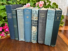 Lot 8 BLUE SHADES Antique Books-COTTAGE CORE Dark Academia Decor Staging Library