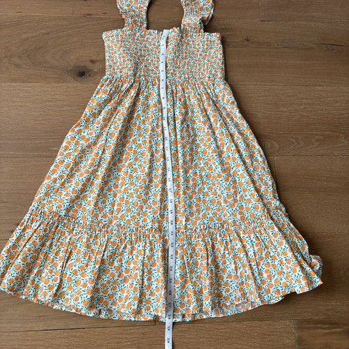 Crewcuts gesmoktes Rüschen Stufen Kleid Mädchen 8 Pfirsich Orange Zitrus Print (gefüttert) - Bild 8 von 10