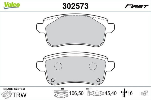 Valeo Bremsbelagsatz, Scheibenbremse 302573-image