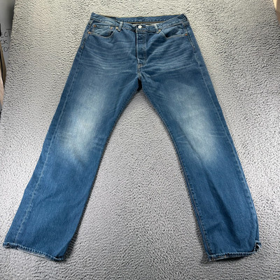 Levi's 501 Jeans Mens 36x32 Blue Cotton Denim Straight Button Fly Faded Workwear