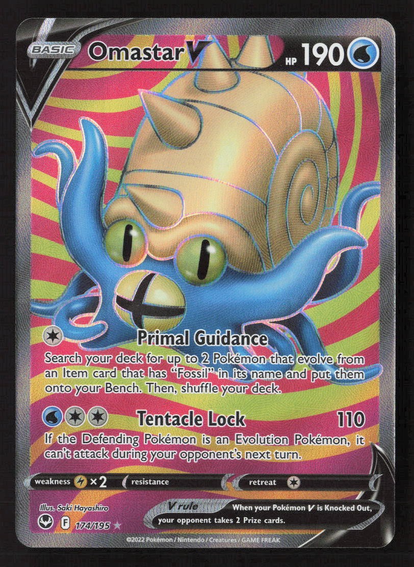Omastar V (Full Art) Ultra Rare SWSH12: Silver Tempest 174/195 NM