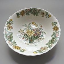 Masons “Strathmore” Set Of 4 Cereal Bowls Green White Floral Vintage Collectors