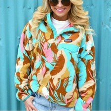 Patagonia Womens Small Synchilla Snap-T Fleece Pullover Feather Dance Brown Bear