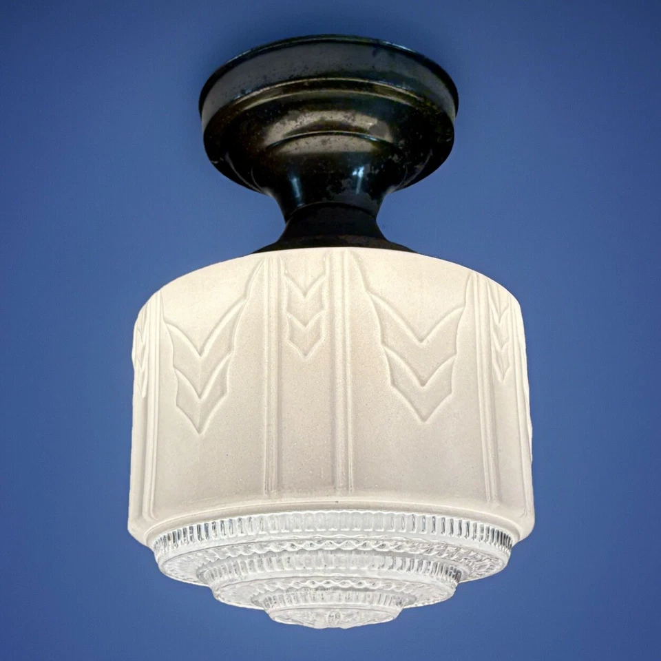 Lámpara de techo antigua original Art Deco Nouveau Gatsby años 20 1930 de colección Foto 4 de 4