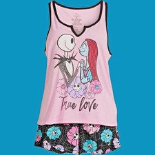 DISNEY The Nightmare Before Christmas Jack  Sally Pajama Set Women  s M 8-10 NEW
