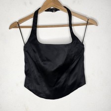 Wilfred Satin Black Women's Halter Corset Top Size Medium M