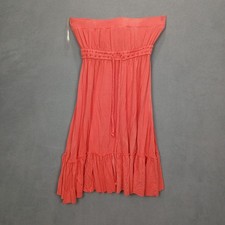 21 Tube Dress Womens Small Salmon Pink Stretch Tie Waist Strapless Ruffle Hem