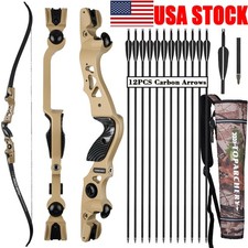 62" ILF Takedown Recurve Bow 25-60lbs Archery Hunting Carbon Arrows Shooting RH