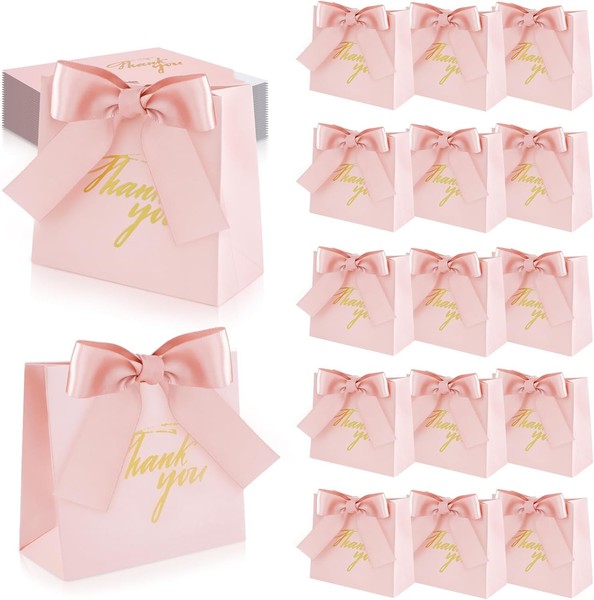 GeschenktüTen 24 StüCk Rosa Mit Schleifen 11,5×10×4,5Cm FüR Partys Feste-image